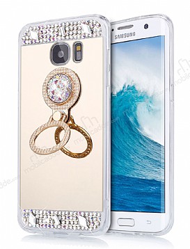 Eiroo Bling Mirror Samsung Galaxy Note 5 Silikon Kenarl Aynal Gold Rubber Klf