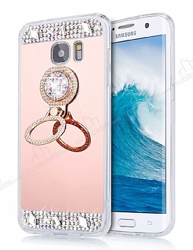 Eiroo Bling Mirror Samsung Galaxy Note 5 Silikon Kenarl Aynal Rose Gold Rubber Klf