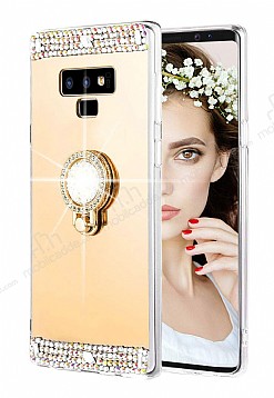 Eiroo Bling Mirror Samsung Galaxy Note 9 Silikon Kenarl Aynal Gold Rubber Klf