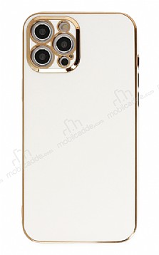 Eiroo Borderline iPhone 12 Pro Max Kamera Korumal Beyaz Silikon Klf
