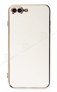 Eiroo Borderline iPhone 7 Plus / 8 Plus Kamera Korumal Beyaz Silikon Klf