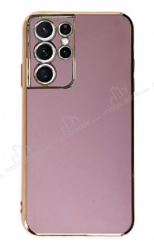 Eiroo Borderline Samsung Galaxy S21 Ultra Kamera Korumal Mor Silikon Klf