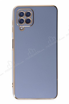 Eiroo Borderline Samsung Galaxy A12 Kamera Korumal Mavi Silikon Klf