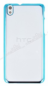 Eiroo Breza HTC Desire 816 Mavi Metal Kenarl effaf Rubber Klf