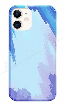 Eiroo Brush Series iPhone 12 Mini 5.4 in Mavi Silikon Klf