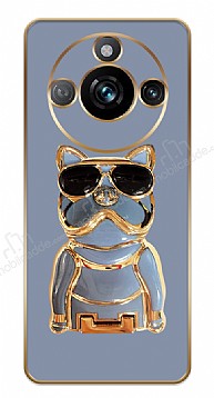Eiroo Bulldog Realme 11 Pro Standl Kamera Korumal Mavi Silikon Klf