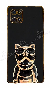 Eiroo Bulldog Samsung Galaxy Note 10 Lite Standl Siyah Silikon Klf