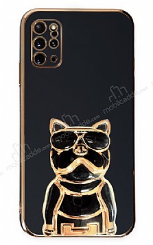 Eiroo Bulldog Samsung Galaxy S20 Plus Standl Siyah Silikon Klf