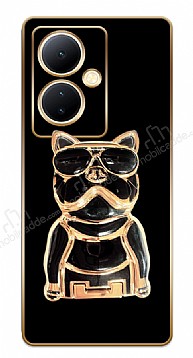Eiroo Bulldog vivo V29 Lite Standl Kamera Korumal Siyah Silikon Klf