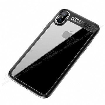 Eiroo Cam Hybrid iPhone X / XS Kamera Korumal Siyah Kenarl Rubber Klf