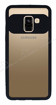 Eiroo Cam Hybrid Samsung Galaxy A8 Plus Kamera Korumal Siyah Kenarl Rubber Klf