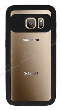 Eiroo Cam Hybrid Samsung Galaxy S7 Kamera Korumal Siyah Kenarl Rubber Klf