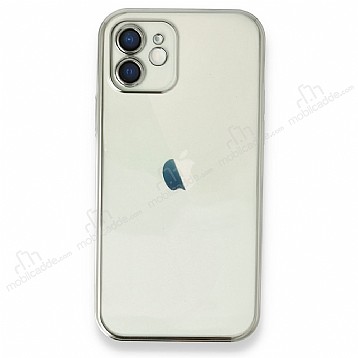 Eiroo Camera Protect iPhone 12 6.1 in Kamera Korumal Silver Silikon Klf