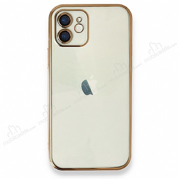 Eiroo Camera Protect iPhone 12 6.1 in Kamera Korumal Gold Silikon Klf