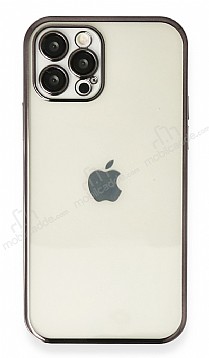 Eiroo Camera Protect iPhone 12 Pro 6.1 in Kamera Korumal Siyah Silikon Klf