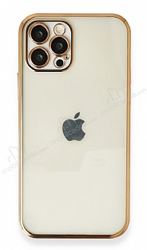 Eiroo Camera Protect iPhone 12 Pro Max 6.7 in Kamera Korumal Gold Silikon Klf