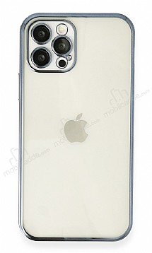 Eiroo Camera Protect iPhone 12 Pro Max 6.7 in Kamera Korumal Mavi Silikon Klf