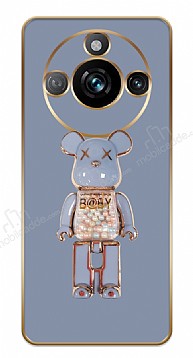 Eiroo Candy Bear Realme 11 Pro Standl Kamera Korumal Mavi Silikon Klf