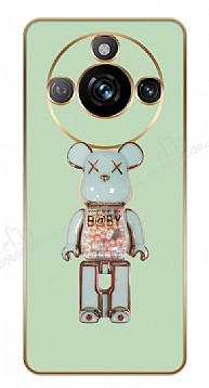 Eiroo Candy Bear Realme 11 Pro Standl Kamera Korumal Yeil Silikon Klf