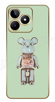 Eiroo Candy Bear Realme C53 Standl Kamera Korumal Yeil Silikon Klf
