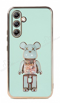 Eiroo Candy Bear Samsung Galaxy A14 4G Standl Yeil Silikon Klf