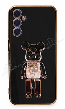 Eiroo Candy Bear Samsung Galaxy A24 4G Standl Siyah Silikon Klf