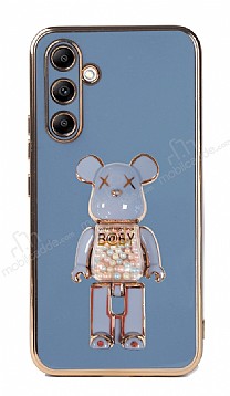 Eiroo Candy Bear Samsung Galaxy A34 Standl Mavi Silikon Klf