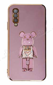 Eiroo Candy Bear Samsung Galaxy A70 Standl Mor Silikon Klf