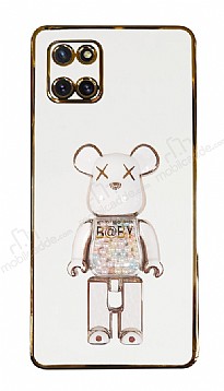 Eiroo Candy Bear Samsung Galaxy Note 10 Lite Standl Beyaz Silikon Klf