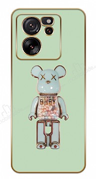 Eiroo Candy Bear Xiaomi 13T Pro Standl Kamera Korumal Yeil Silikon Klf