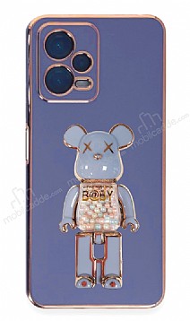 Eiroo Candy Bear Xiaomi Poco X5 5G Standl Mavi Silikon Klf