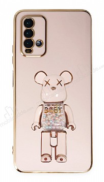 Eiroo Candy Bear Xiaomi Redmi 9T Standl Pembe Silikon Klf