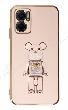 Eiroo Candy Bear Xiaomi Redmi Note 11E Standl Pembe Silikon Klf