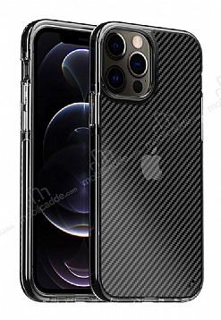 Eiroo Carbon Hybrid iPhone 12 Pro Max 6.7 in Ultra Koruma Siyah Klf