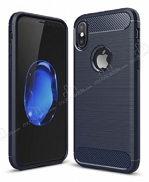 Eiroo Carbon Shield iPhone X / XS Ultra Koruma Lacivert Klf
