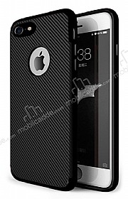 Eiroo Carbon Thin iPhone 7 Ultra nce Siyah Silikon Klf