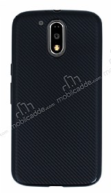 Eiroo Carbon Thin Motorola Moto G4 / G4 Plus Ultra nce Siyah Silikon Klf