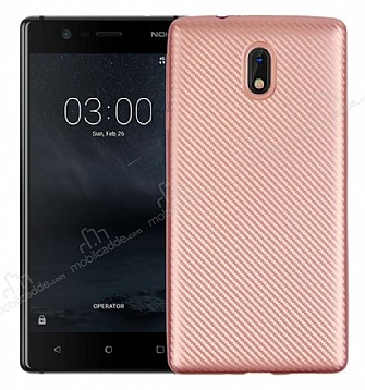 Eiroo Carbon Thin Nokia 3 Ultra nce Rose Gold Silikon Klf