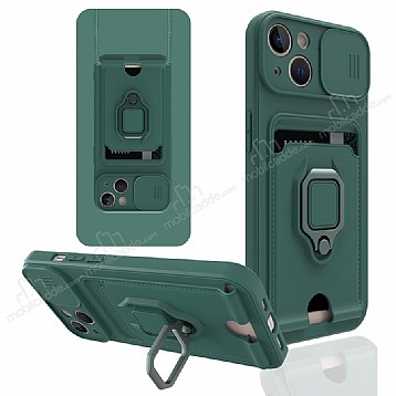 Eiroo Card Magnet iPhone 14 Plus Kartlkl Yeil Silikon Klf