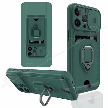 Eiroo Card Magnet iPhone 14 Pro Kartlkl Yeil Silikon Klf