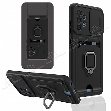 Eiroo Card Magnet Samsung Galaxy A32 4G Kartlkl Siyah Silikon Klf