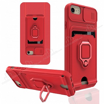 Eiroo Card Magnet iPhone 6 / 6S Kartlkl Krmz Silikon Klf