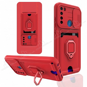 Eiroo Card Magnet Xiaomi Redmi Note 8 Kartlkl Krmz Silikon Klf