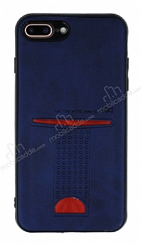 Eiroo Card Pick iPhone 7 Plus / 8 Plus Kartlkl Deri Lacivert Rubber Klf