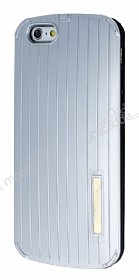 Eiroo Carier iPhone 6 / 6S Silikon Kenarl Silver Rubber Klf
