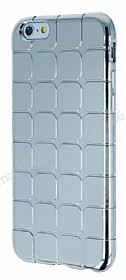 Eiroo Checker iPhone 6 Plus / 6S Plus Metalik Silver Silikon Klf