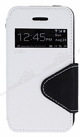 Eiroo Clasps iPhone 4 / 4S Standl Pencereli Beyaz Deri Klf