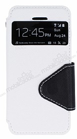 Eiroo Clasps iPhone SE / 5 / 5S Standl Pencereli Beyaz Deri Klf