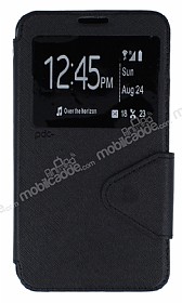 Eiroo Clasps Samsung N7500 Galaxy Note 3 Neo Standl Pencereli Siyah Deri Klf