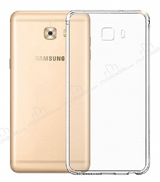 Eiroo Clear Hybrid Samsung Galaxy C7 Pro Silikon Kenarl effaf Rubber Klf